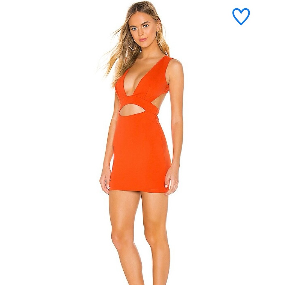 Superdown Orange Plunge Bodycon Dress